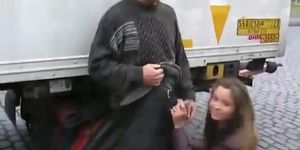 a hot girl sucking cock in public
