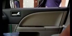 Cumshot while asking for directions (car flash)