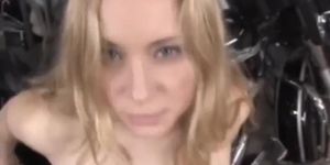 Sexy blonde Aiden Starr blowing and tit fucking a rough cock