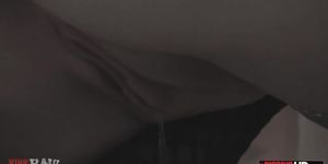 Crazy chick in a gas mask swallows a ton of pee