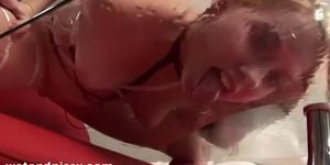 Cute girl drinks piss
