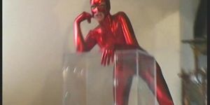 Red cateye spandex Angie in glasbox