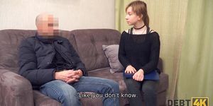 DEBT4k. Cutie has to satisfy collector if she doesn't want problems (Eva Abel)