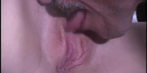 Dirty man sniffs babe's knickers while jerking off