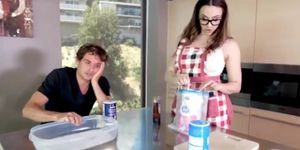 MILF with perfect boobs blows stepson (Beauty Dior)