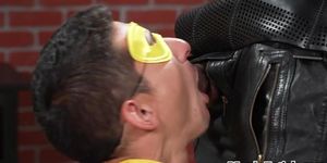 MANLY FETISH - IR cosplay stud fucked by muscled Ebony stud in leather