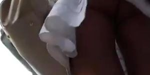 Upskirt White Thong Panties