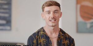 Solo handsome jock wanking his stiff cock after casting
