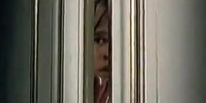 boy watches step mother
