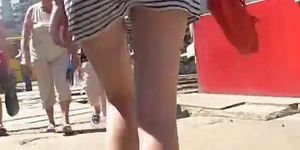 Striped suit hawt upskirt