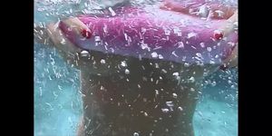 Swimming with Autumn Jade and her huge tits, upscaled to 4K