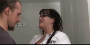 Picked up big boobs faty sucks and rides in the restroom