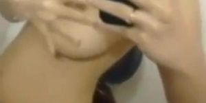 Horny Girl Pressing Boob & Milking