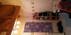Chubby wife on bathroom spy cam