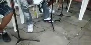 Curvy amateur dolls dancing at a drum circle