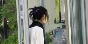 Phone booth is the perfect spot for the skirt sharking video
