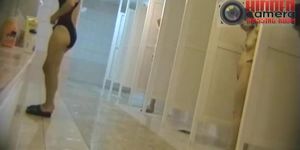Naked women caught on a voyeur hidden bath cam video