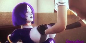 3d hentai - raven boobjob and fingering - japanese manga anime porn