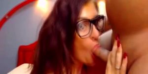 Mouth Fucking With Horny Nerd Girl On Cam
