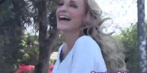 Jizz faced teen outside