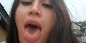 Tattoed girl play outdoor