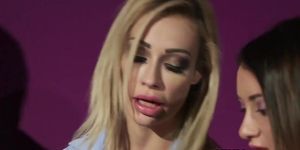 Mean cfnm babes wanking cocks in femdom