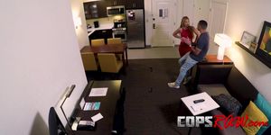 Delicious teen whore deep throating the laws fat rod