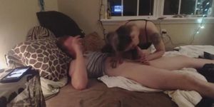 Brunette ex has oral and missionary sex