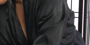 Blonde masseuse slurping