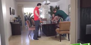 Dirty dad dick fucking Elsa Dreams pussy on top (Elsa Jean)