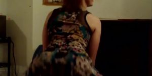 White Girl Twerk in Dress