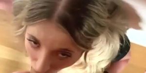 Skinny Blonde Slut Blowjob