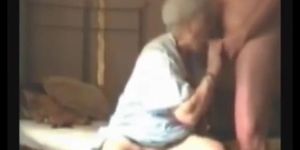 Granny sucking dick and masturbates