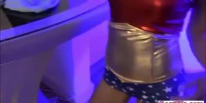Daring Halloween teens fucking and very deep dick sucking