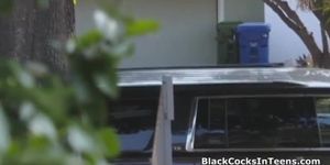 Perfect teen deepthroats big black cock
