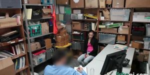 Sexy shoplifter gets banged in the office store