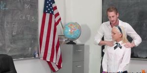 Uniformed teen mouth jizz