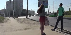 Long-haired beauty has sweet upskirt treasures