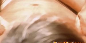 Muscular stud gets his dick and nipples sucked on by cutie