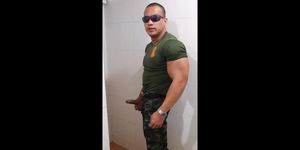 Asian hunk jerk off in public