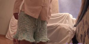 Hairy asian teens toying