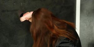 Cum covered MILF having fun at gloryhole