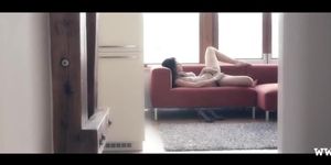 Brunette glamour pleasuring booth