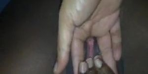 White guy fingering a fat shaved black cunt