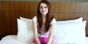 Casting skinny teen gets spoon fucked