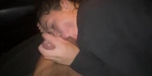 sucking it in the car
