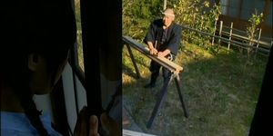 Shy Japanese Teen With Dirty Old Man