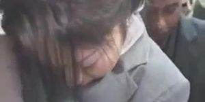 Interracial bus grope