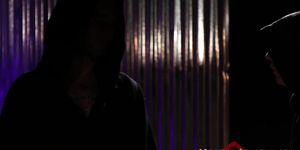 Inked goth girl anally fucked in foursome