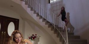 Classy lesbians rubbing each others clit